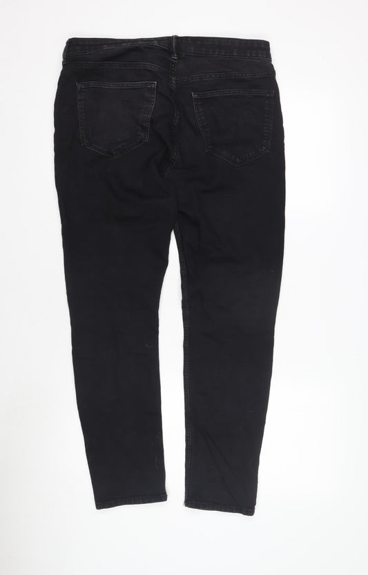 Women's Black Skinny Jeans, Size M, Dark Wash