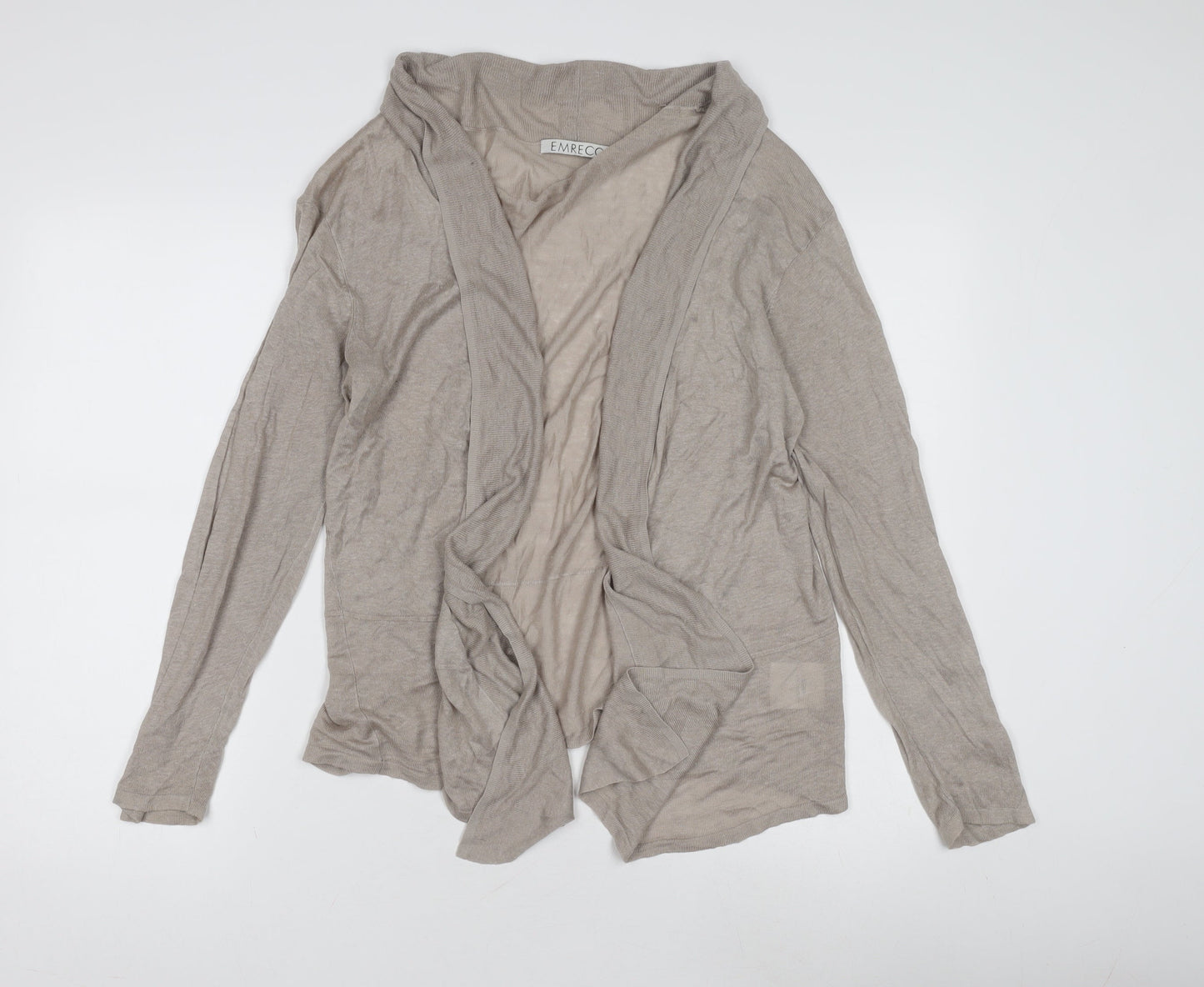 Emreco Women's Beige Open Front Cardigan Size 16