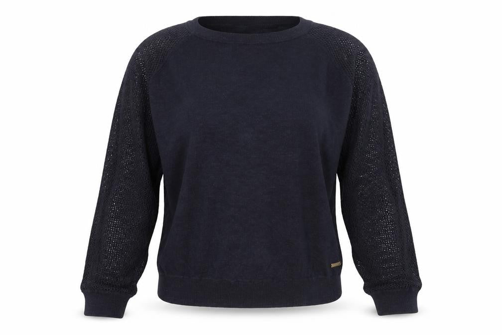 Womens UK L Regular HUGO BOSS Black Pullover Open-Knit