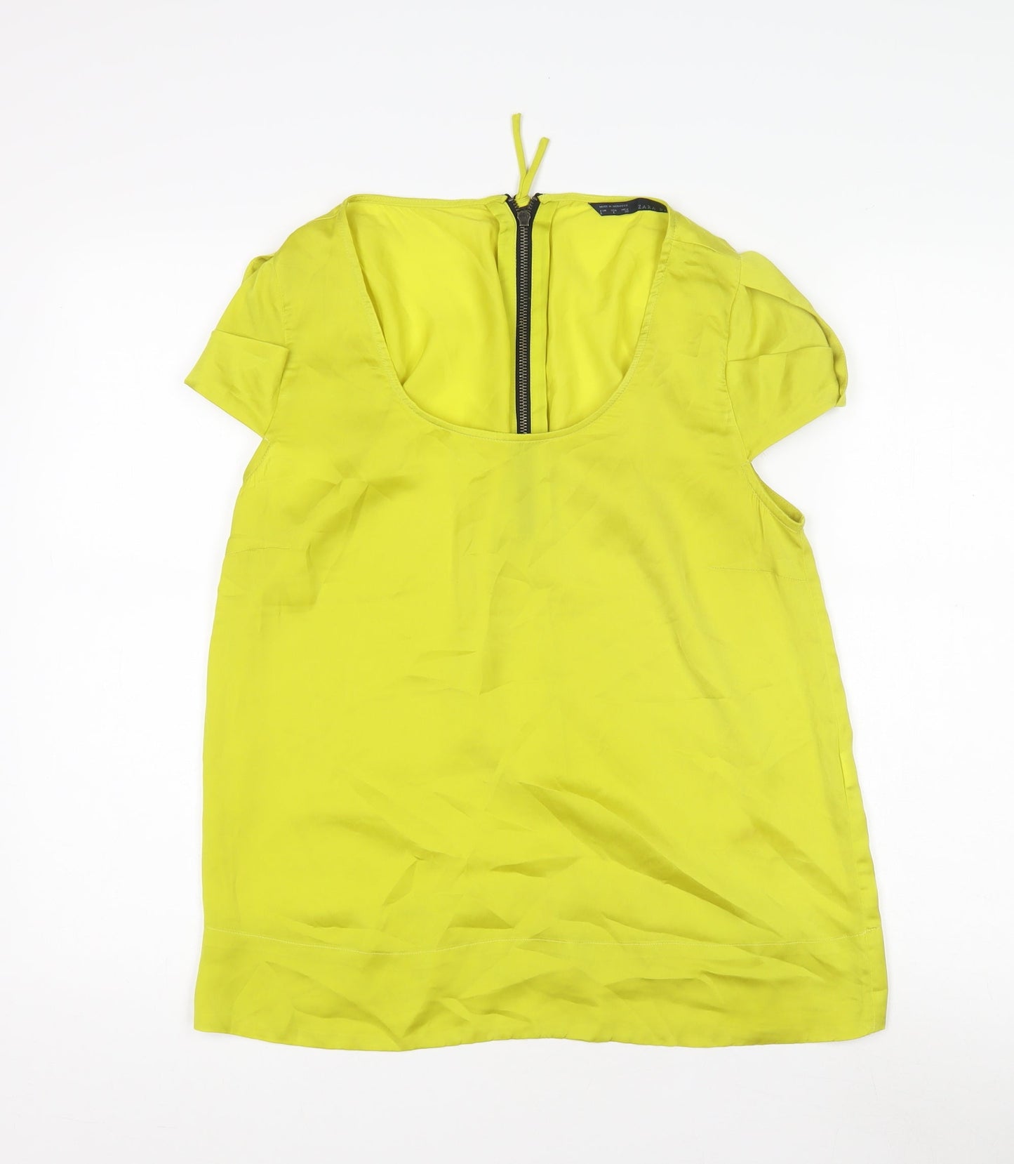 Zara Basic Women's Yellow Short Sleeve Blouse, Size 2