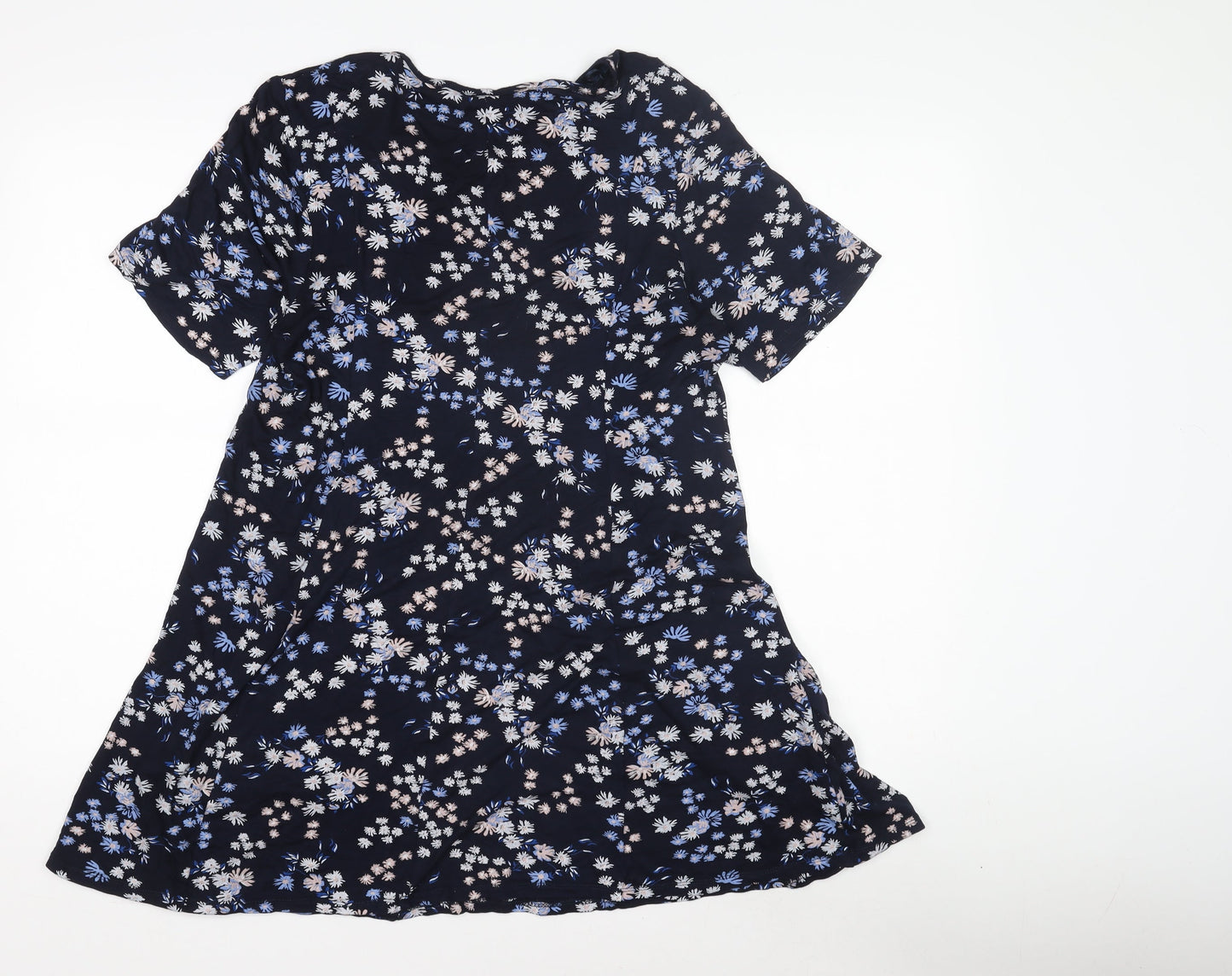 Roman Women’s Blue Floral Top Size 12 Short Sleeve