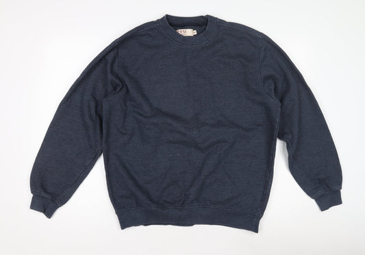 EWM Men's Blue Crew Neck Pullover Sweatshirt M