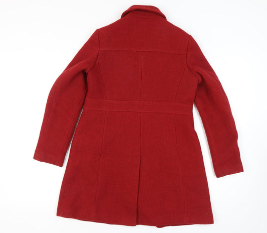 Next Women's Red Mid-Length Overcoat, Size 10, Button-Up