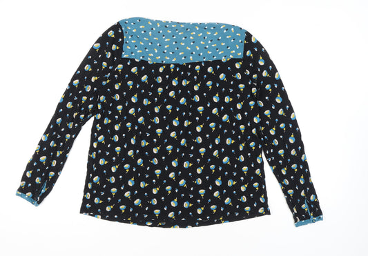 Boden Women's Black Floral Tunic Blouse Size 16