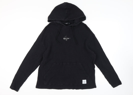 ASOS DESIGN Men's Black Knit Hoodie, S, with Logo