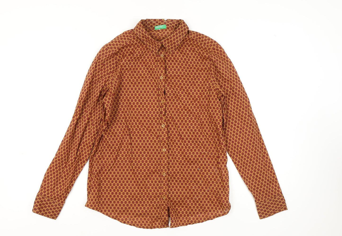 United Colors of Benetton Women's Brown Geometric Shirt Size 12