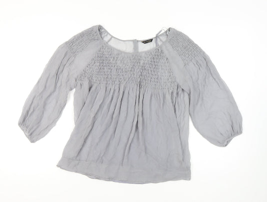 Massimo Dutti Women's Grey Balloon Sleeve Blouse Size 14