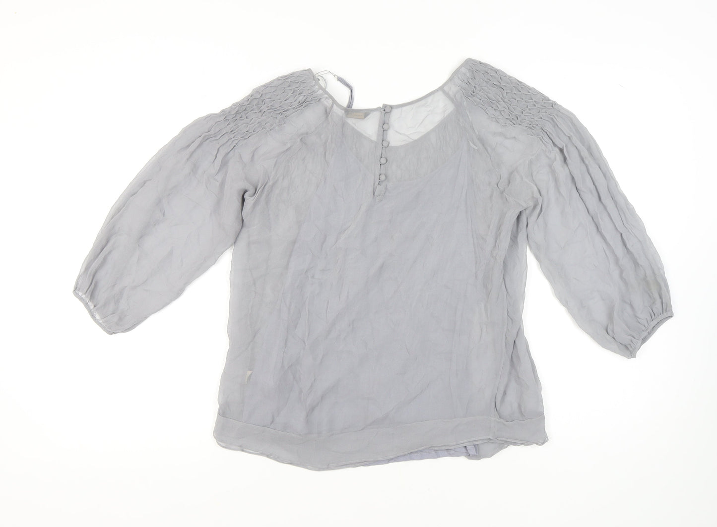 Massimo Dutti Women's Grey Balloon Sleeve Blouse Size 14