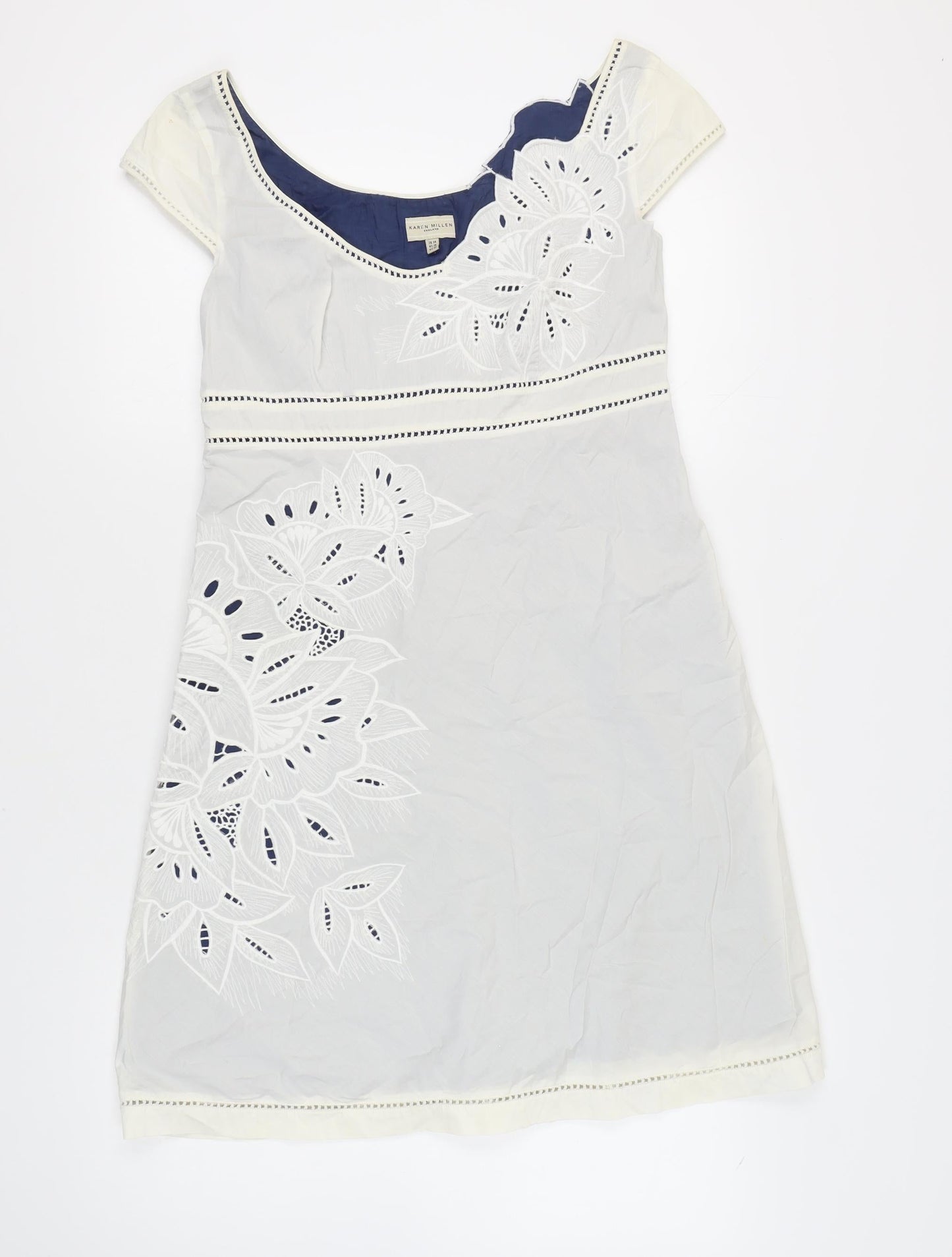 Karen Millen Women's White Floral Dress Size 14