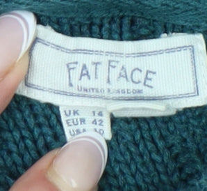 Fat Face Women’s Green Cotton Pullover Jumper Size 14