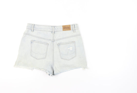 Superdry Women's Blue Cut-Off Denim Shorts, Size 28