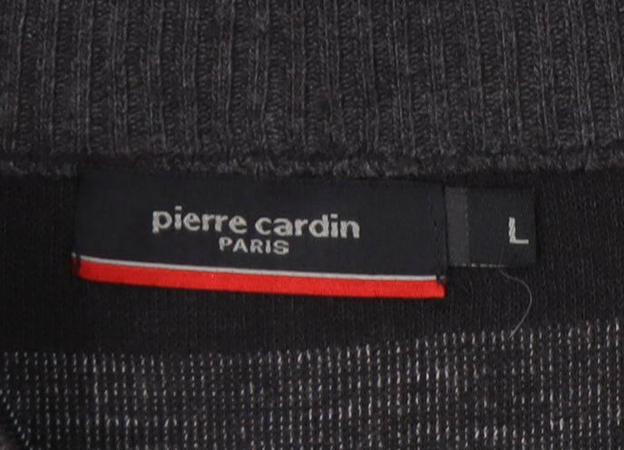 Pierre Cardin Men's Grey Striped Pullover Jumper, Size L