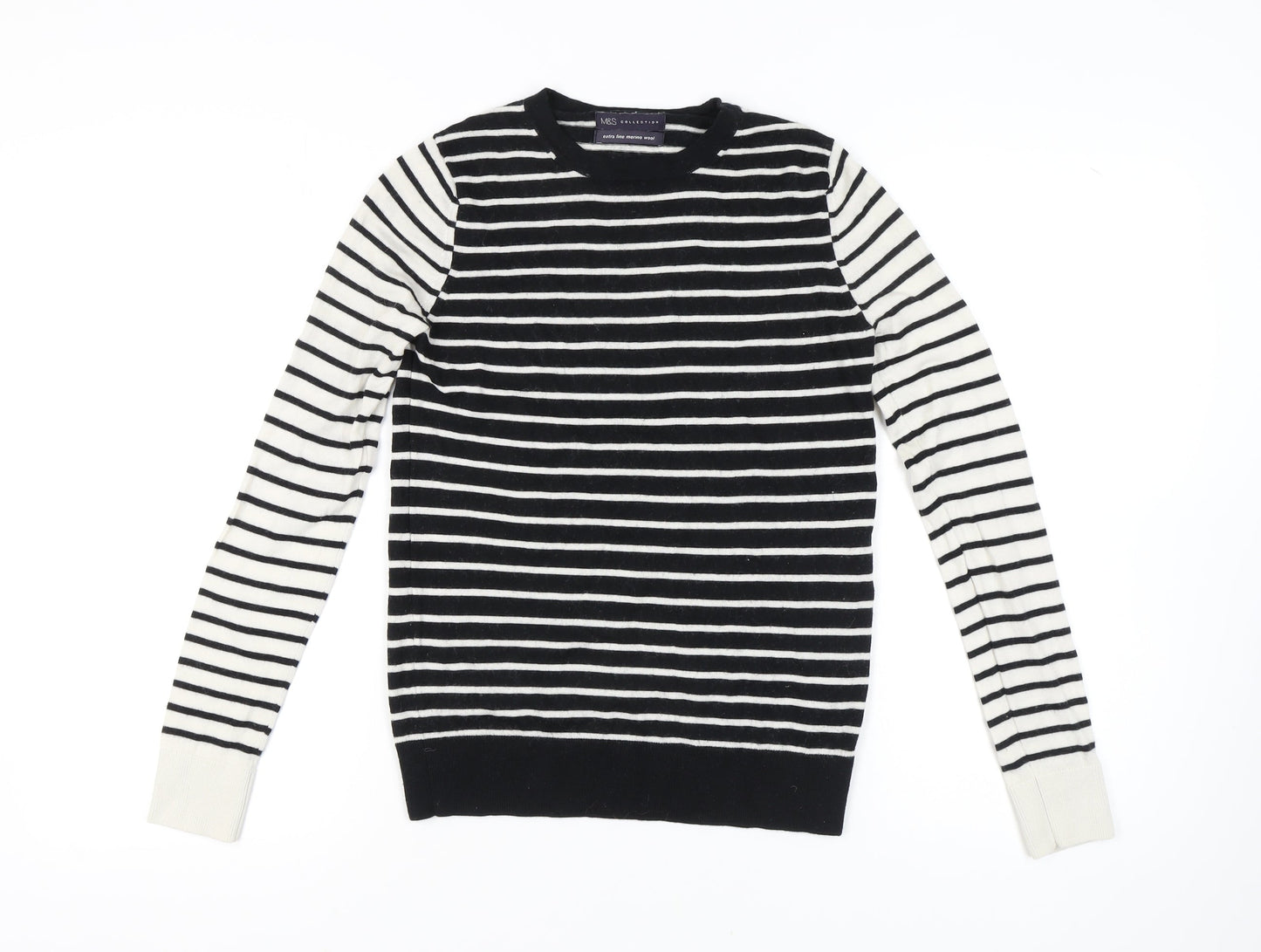 Marks and Spencer Women's Black Striped Pullover Jumper