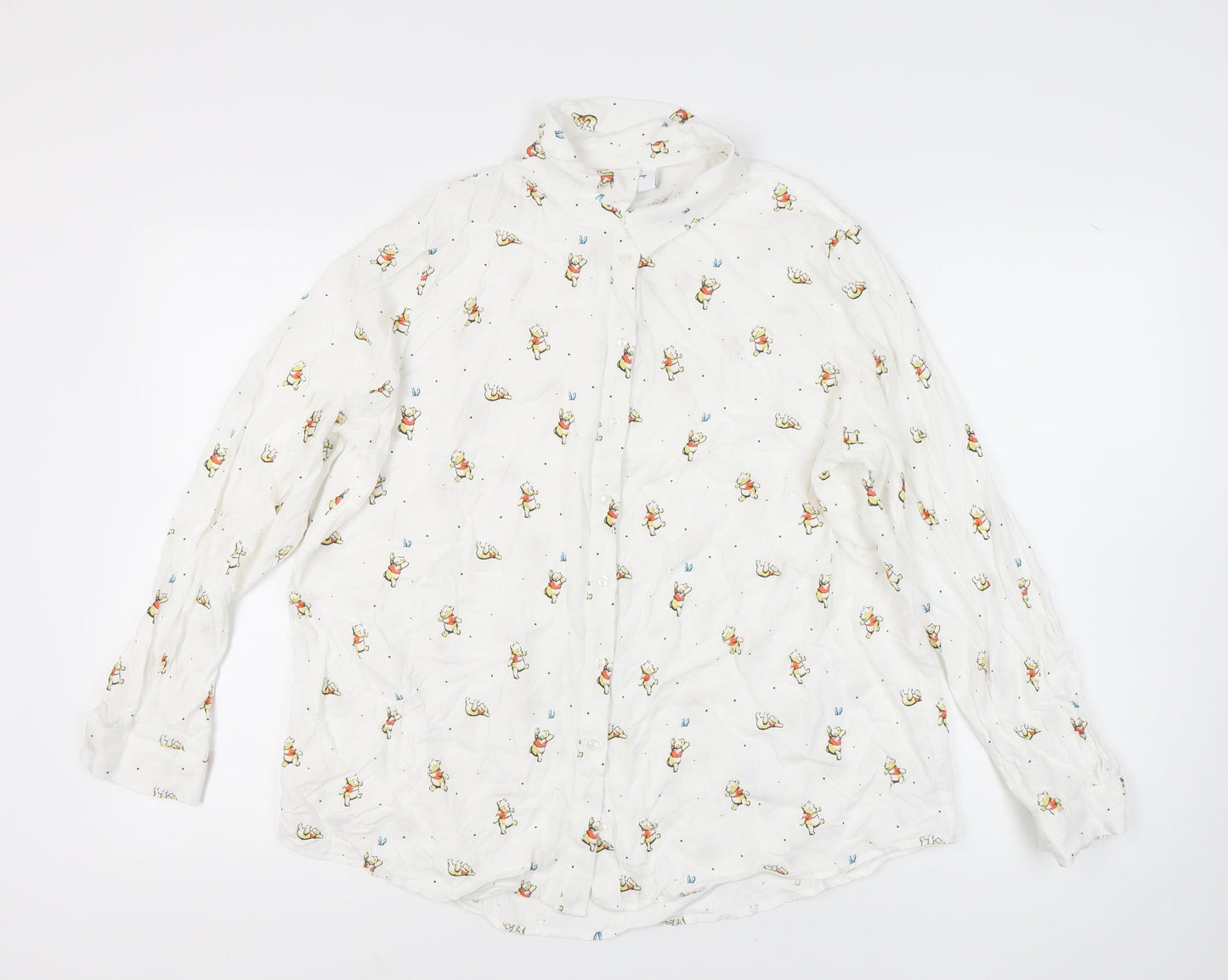 Disney Women's White Blouse with Winnie the Pooh Print, Size 22