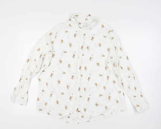 Disney Women's White Blouse with Winnie the Pooh Print, Size 22