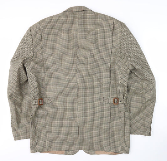 Next Men Brown Wool Check Blazer 40R Regular Fit