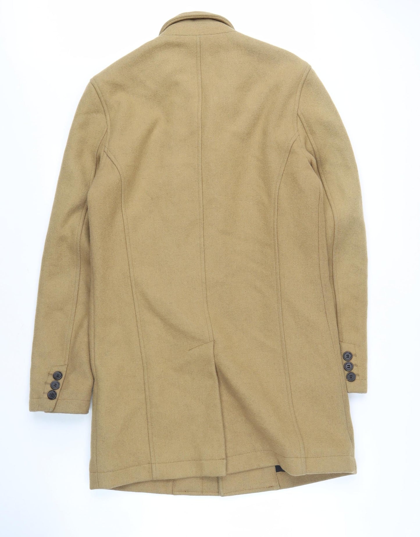 Topman Men's Beige XS Wool Blend Overcoat