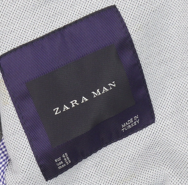 Zara Man Grey Slim Fit Blazer - Men’s 36