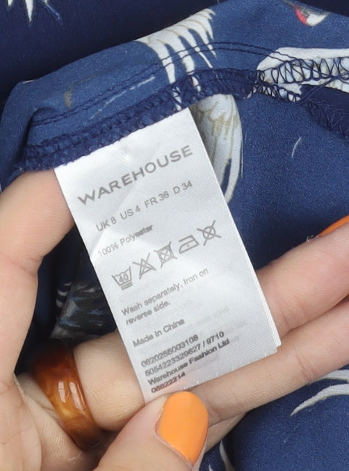 Warehouse Women Blue Button-Up Shirt UK 8