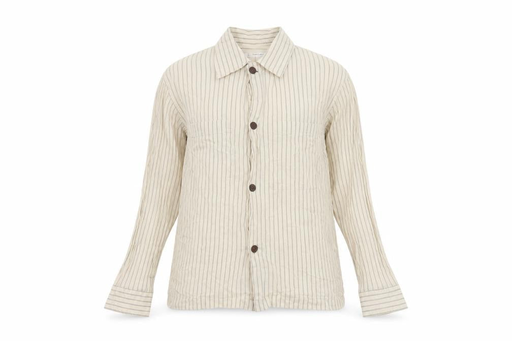 Zara Beige Striped Button-Up Shirt Women's Size S