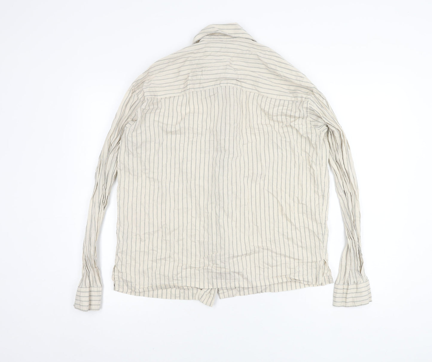 Zara Beige Striped Button-Up Shirt Women's Size S