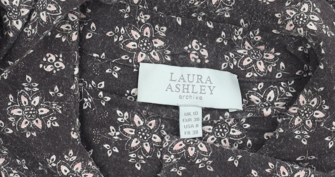 Laura Ashley Women's Grey Floral Shirt Dress Size 10