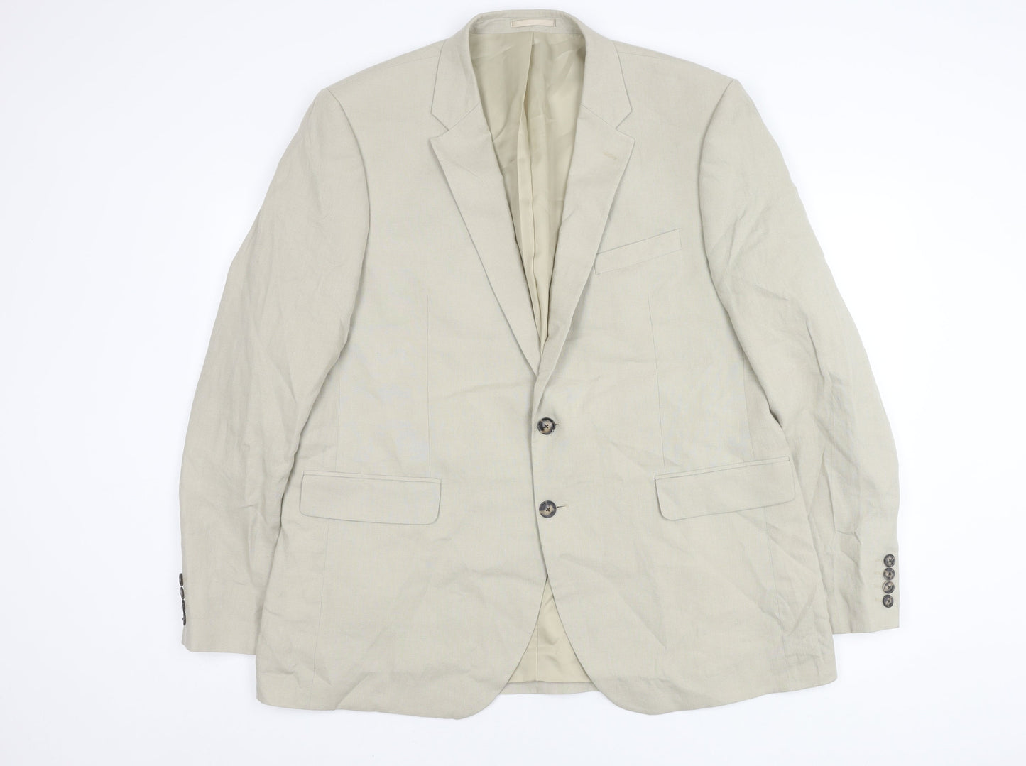 Jaeger Men's Beige Linen Blazer, Size 46, Regular Fit