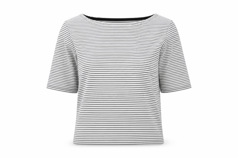 Warehouse Women’s Striped T-Shirt, Black/White, Size 10