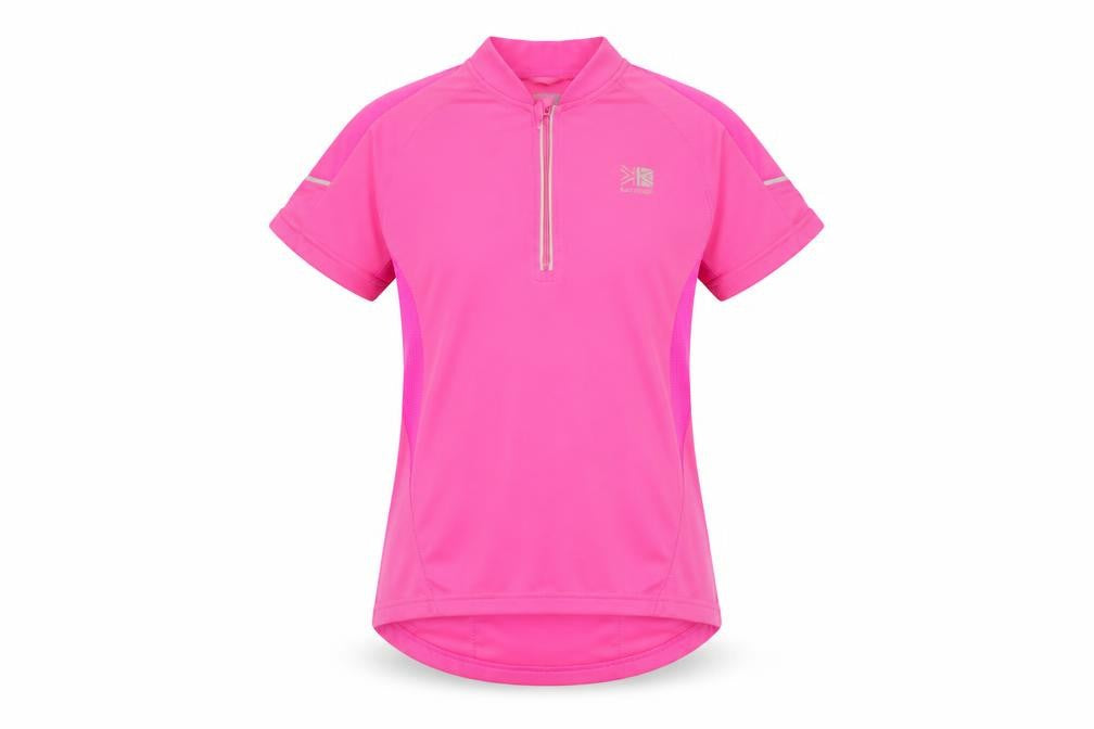 Front view of Karrimor girls’ pink cycling jersey t-shirt, size 14