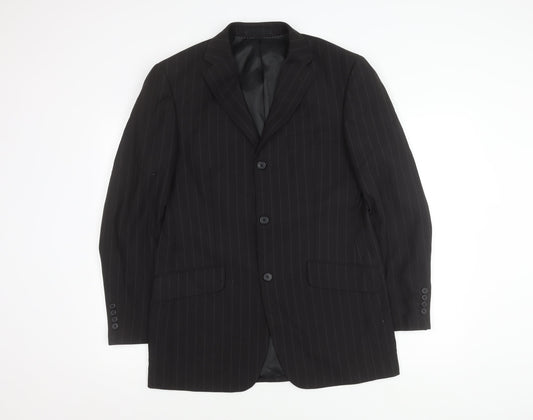 Milan Collection Men's Black Striped Suit Jacket 38