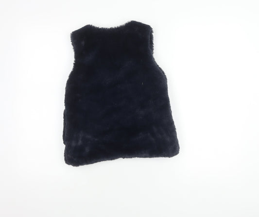 Marks and Spencer Girls Navy Faux Fur Waistcoat 8-9 Years