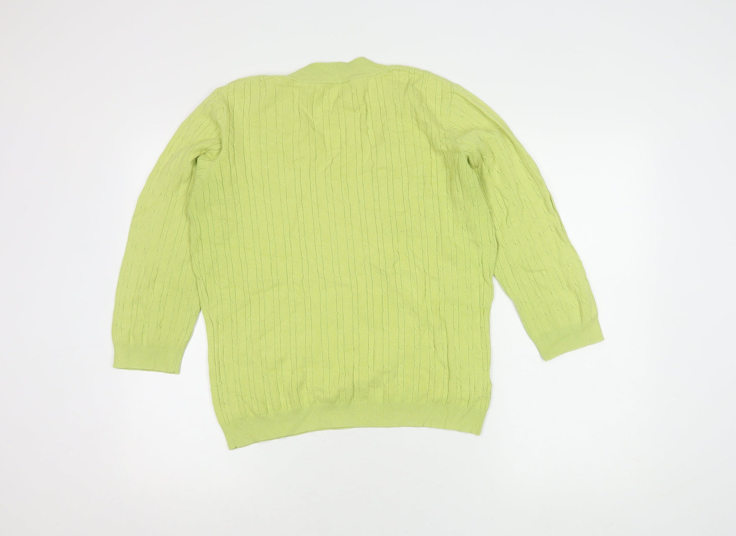 CC Women's Green Cable-Knit L Pullover Jumper