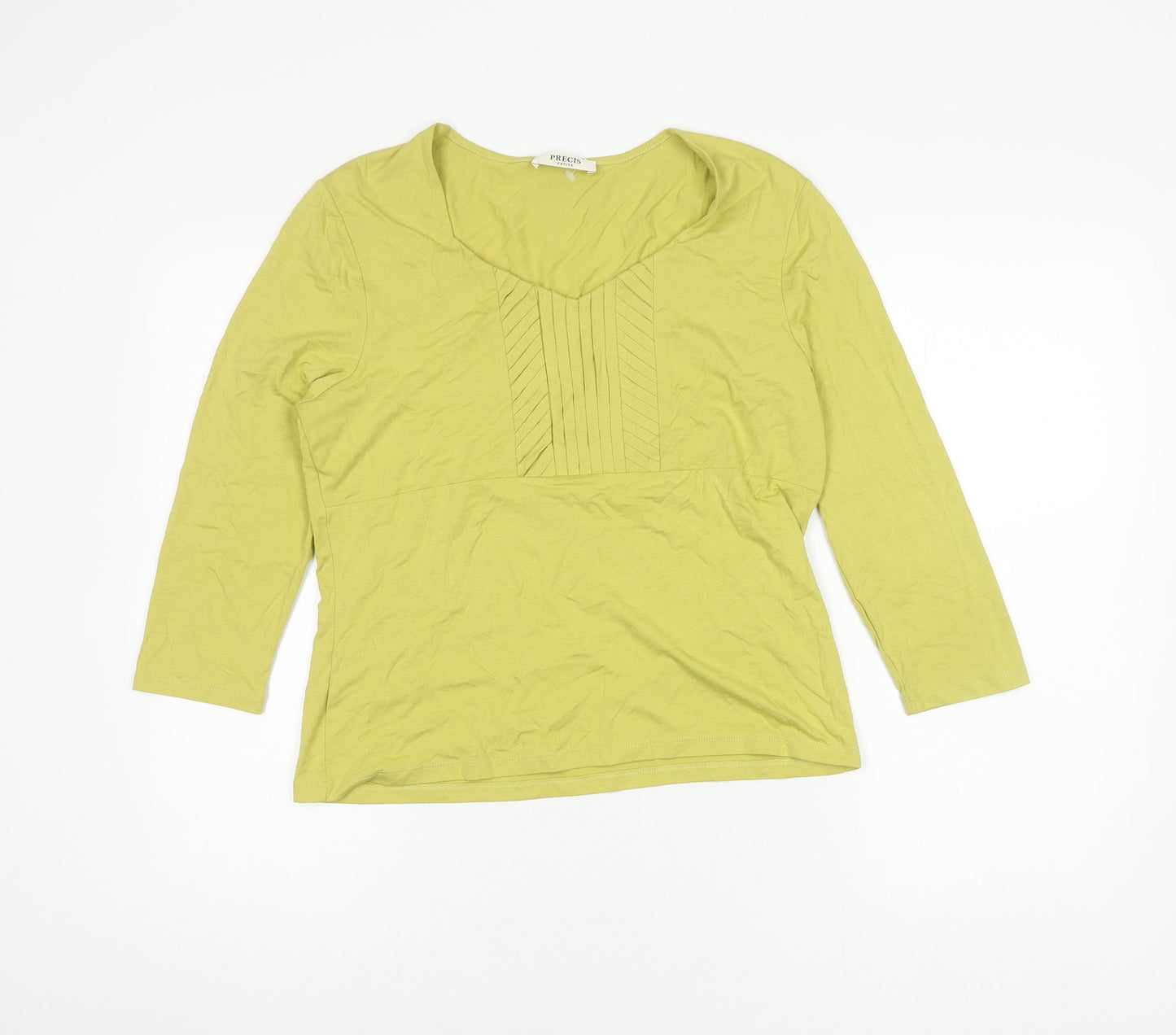 Precis Green 3/4 Sleeve V-Neck Women's Top M