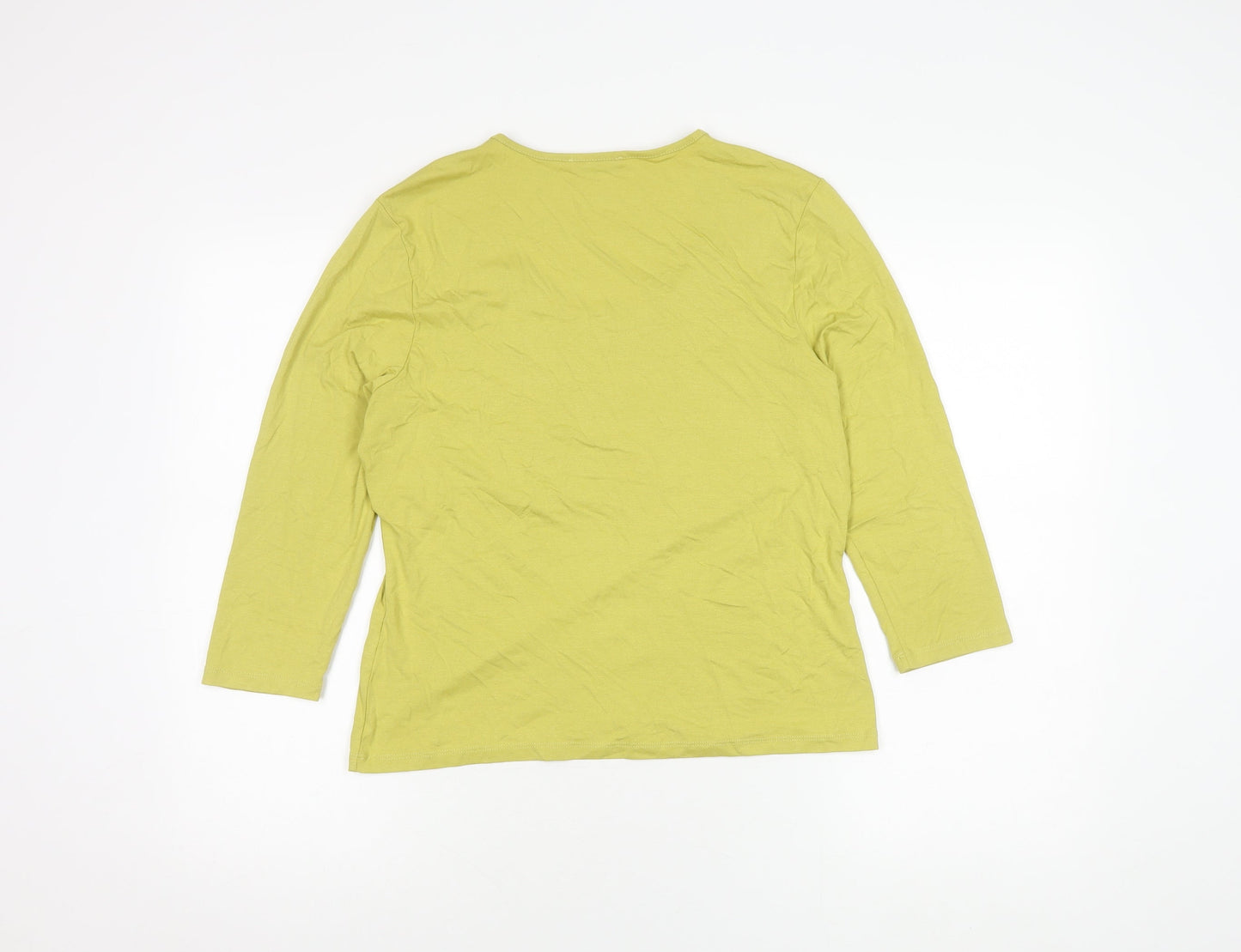 Precis Green 3/4 Sleeve V-Neck Women's Top M