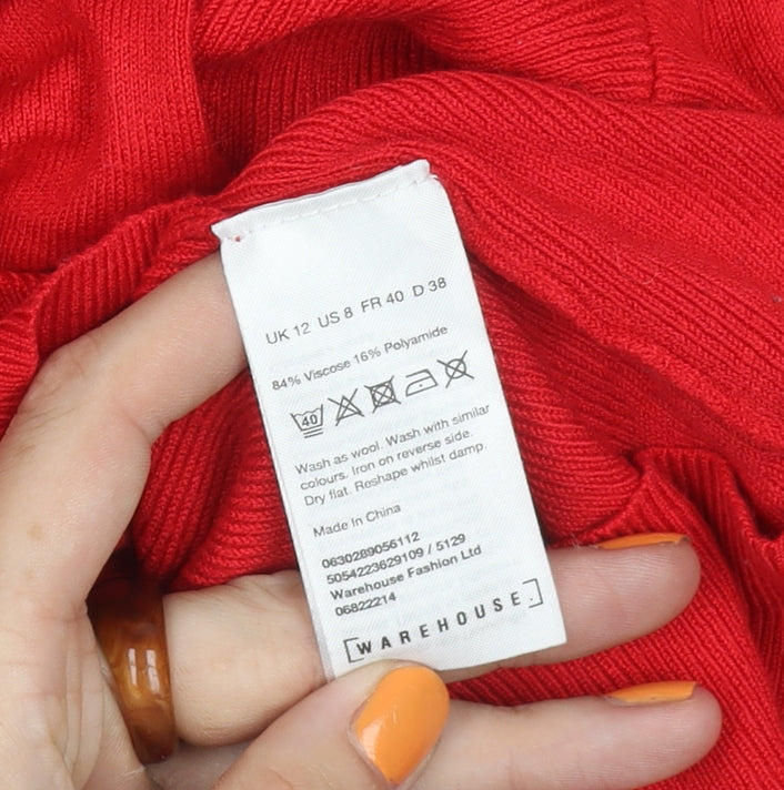Warehouse Women's Red Round Neck Jumper Size 12