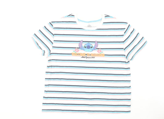 Disney Women’s Stitch Striped T-Shirt Multicoloured L