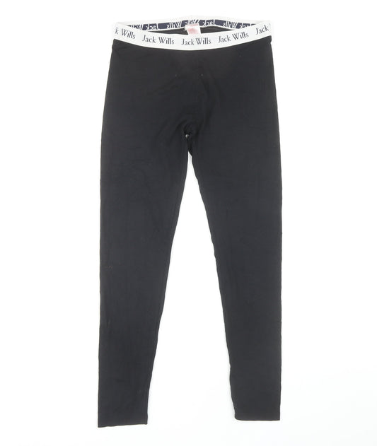 Jack Wills Women's Black Leggings Size 10 Elastic Waist