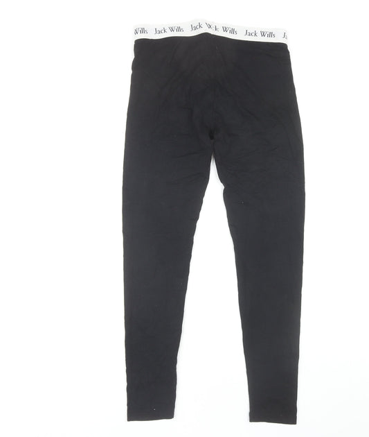 Jack Wills Women's Black Leggings Size 10 Elastic Waist