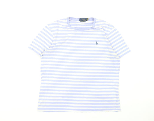 Polo Ralph Lauren Women's Blue Striped T-Shirt, XL
