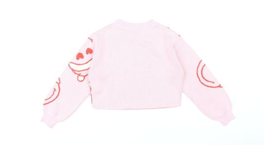 H&M Girls Pink Pullover Jumper, 9-10 Years, Autumn Winter
