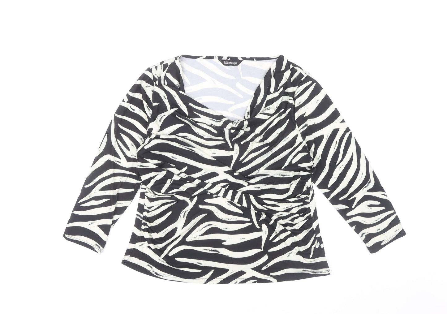 Kaleidoscope Women’s Black Animal Print Wrap Top Size 14