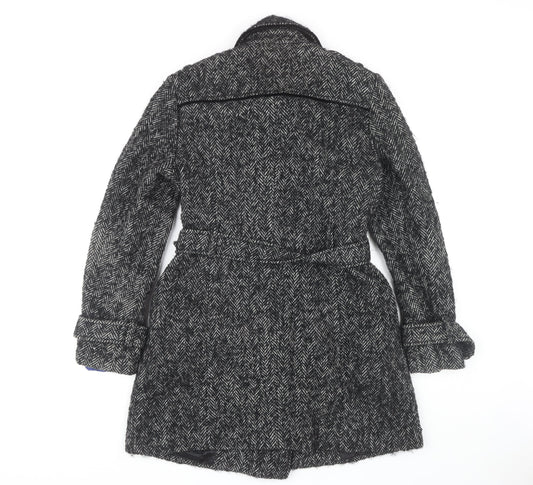 Jasper Conran Women's Black Tweed Trench Coat Size 12