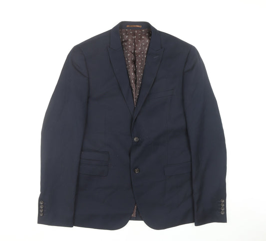 Next Men's Blue Long Blazer 42 Single-Breasted Jacket