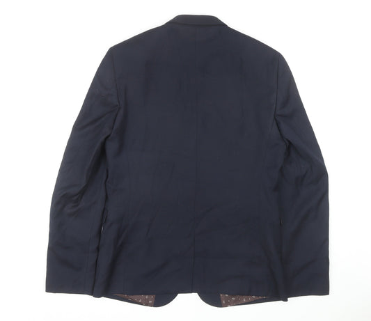 Next Men's Blue Long Blazer 42 Single-Breasted Jacket