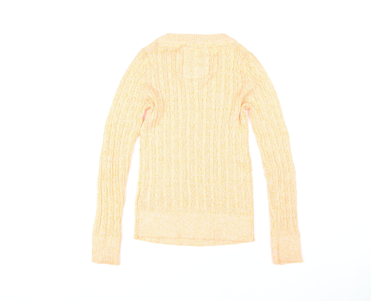 SuperDry Women's Yellow Cable-Knit Pullover Jumper L