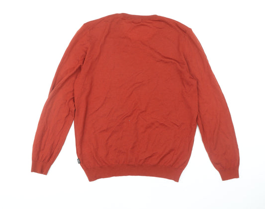 Boss Men's Red Slim Fit Wool Pullover Jumper L