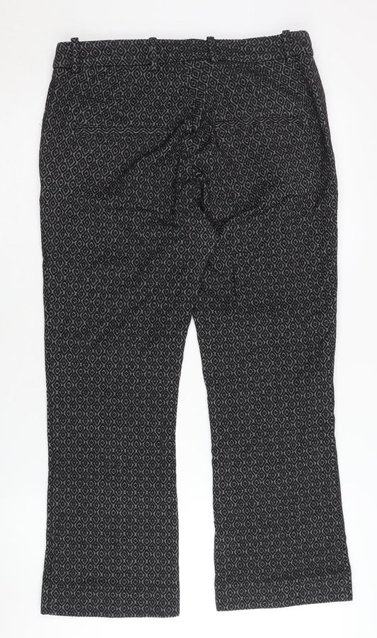 H&M Women's Black Geometric Print Trousers Size 12