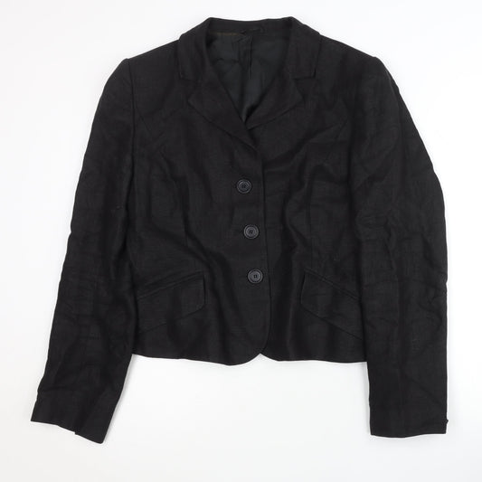 Hobbs Women's Black Linen Blazer Size 16