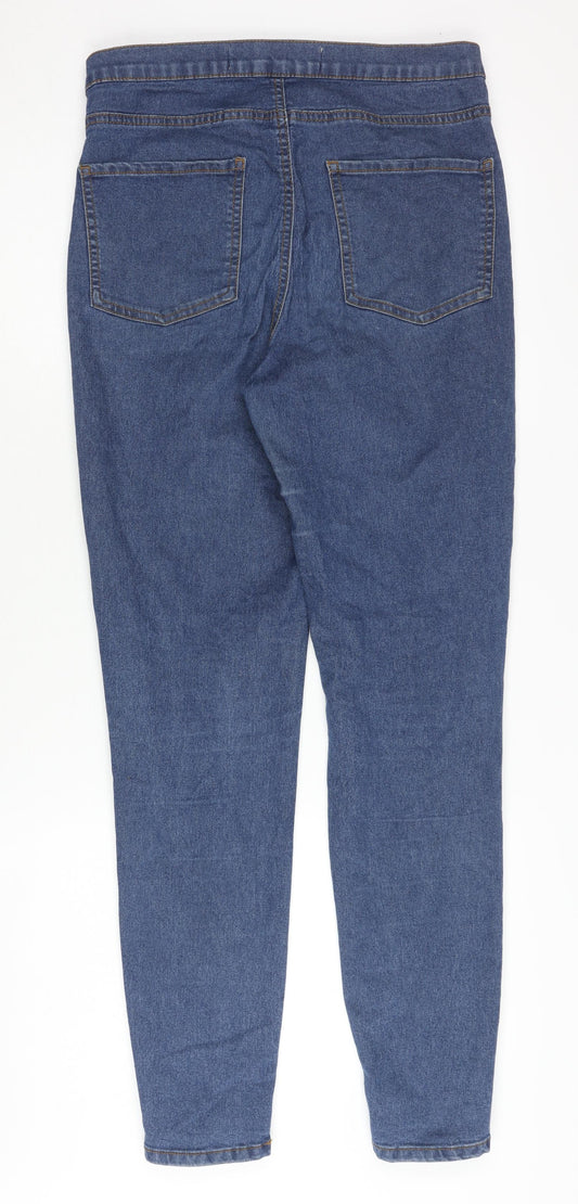 Denim Co. Women's Blue Skinny Distressed Jeans, Size 12