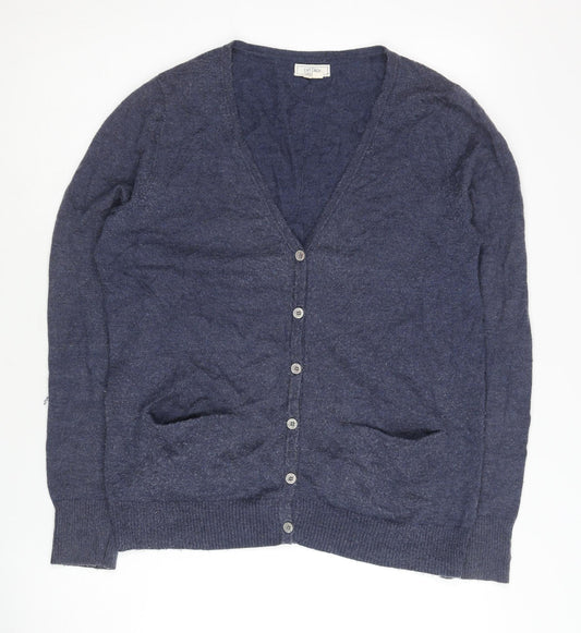 Fat Face Women's Blue Cardigan, Size 12, Wool Blend